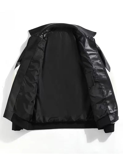 Leather jackets with colour block pattern