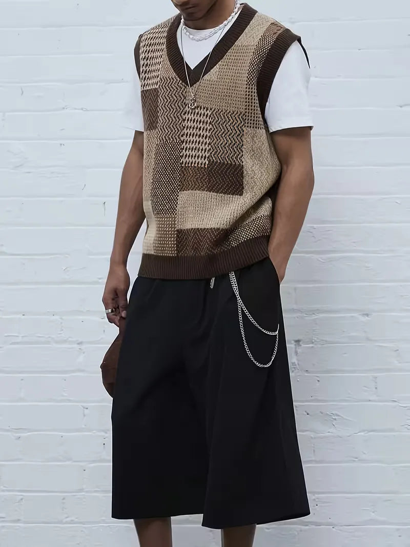 Gilet en tricot avec motif géométrique