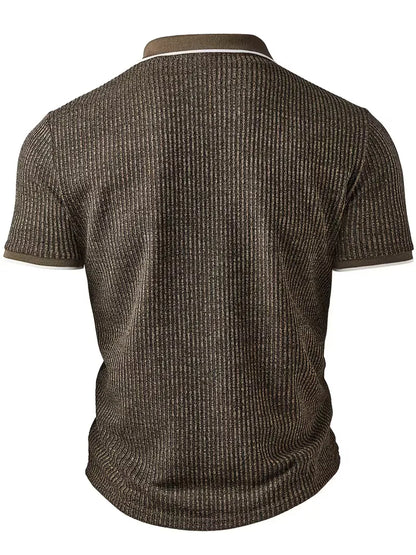Polo à col zippé avec texture côtelée