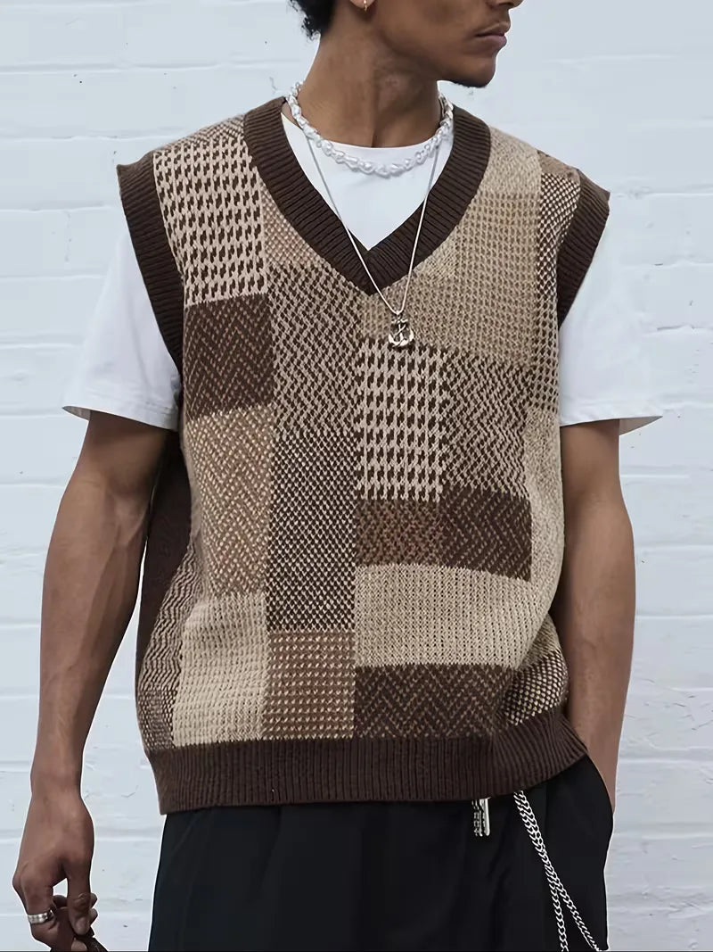 Gilet en tricot avec motif géométrique