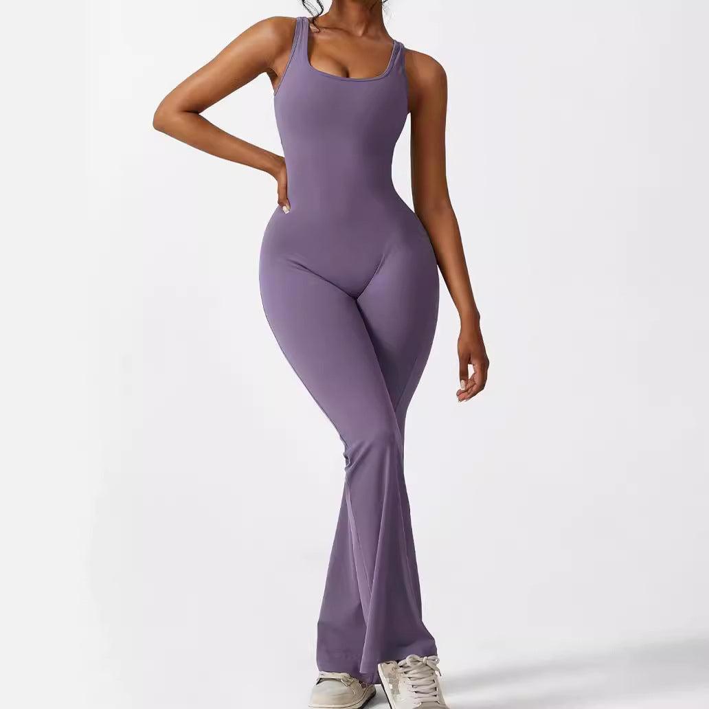 Sleeveless Flared Jumpsuit for Yoga & Fitness