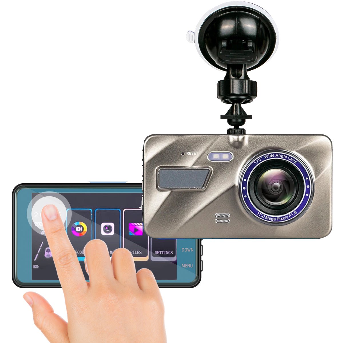 Dashcam wireless con telecamera anteriore e posteriore e visione notturna