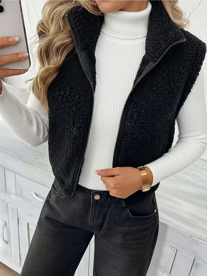 Gilet zippé avec fausse peau de mouton