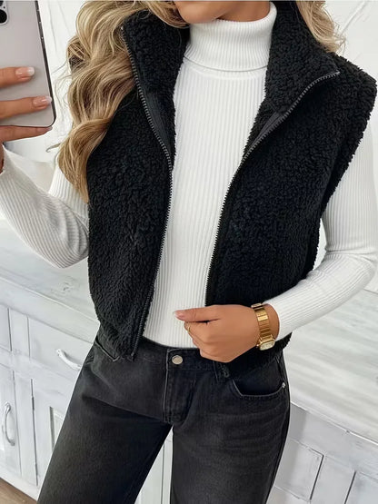 Gilet zippé avec fausse peau de mouton
