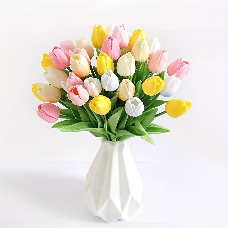 Set mit 15 naturgetreuen Kunsttulpen – ideal für Hochzeiten, Partys und die Dekoration zu Hause