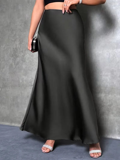 Jupe en satin taille haute