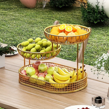 GoldenTier fruitschaal met 3 etages – Elegant en praktisch