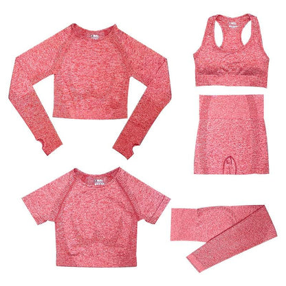 5-Piece Sports Set | Women's Tops and High-Waisted Sports Leggings