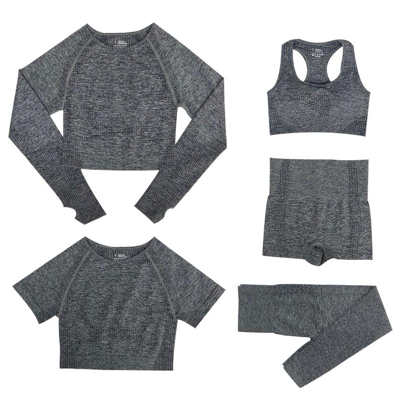 5-Piece Sports Set | Women's Tops and High-Waisted Sports Leggings