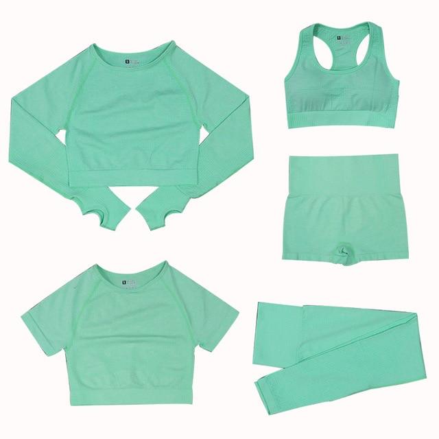 5-Piece Sports Set | Women's Tops and High-Waisted Sports Leggings