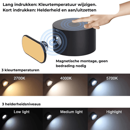 FlexiLamp - Draadloze, oplaadbare 360°-wandlamp