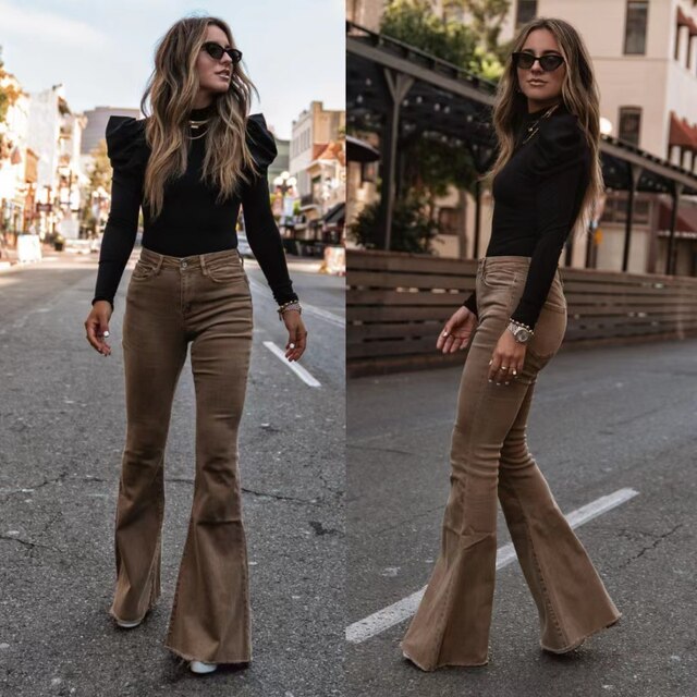 High-Waist Flared Trousers for Women