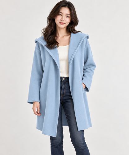 Manteau classique en laine pour femme avec col châle et poches passepoilées