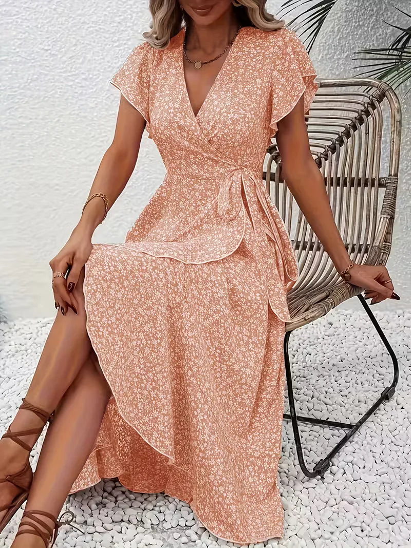 Robe portefeuille à fleurs