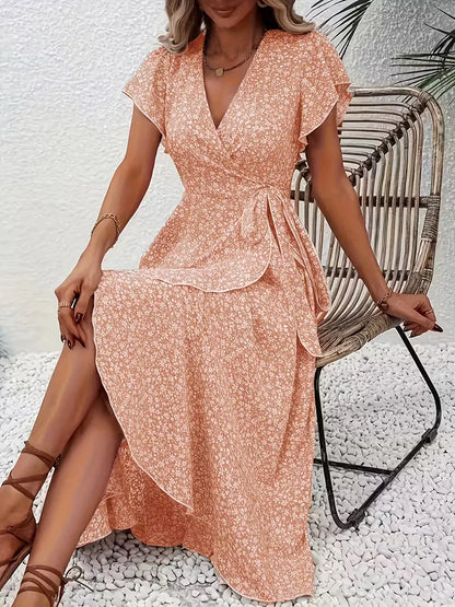 Robe portefeuille à fleurs
