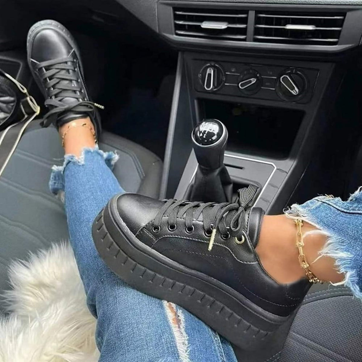 Sneakers met laag plateau en dikke zool voor dames