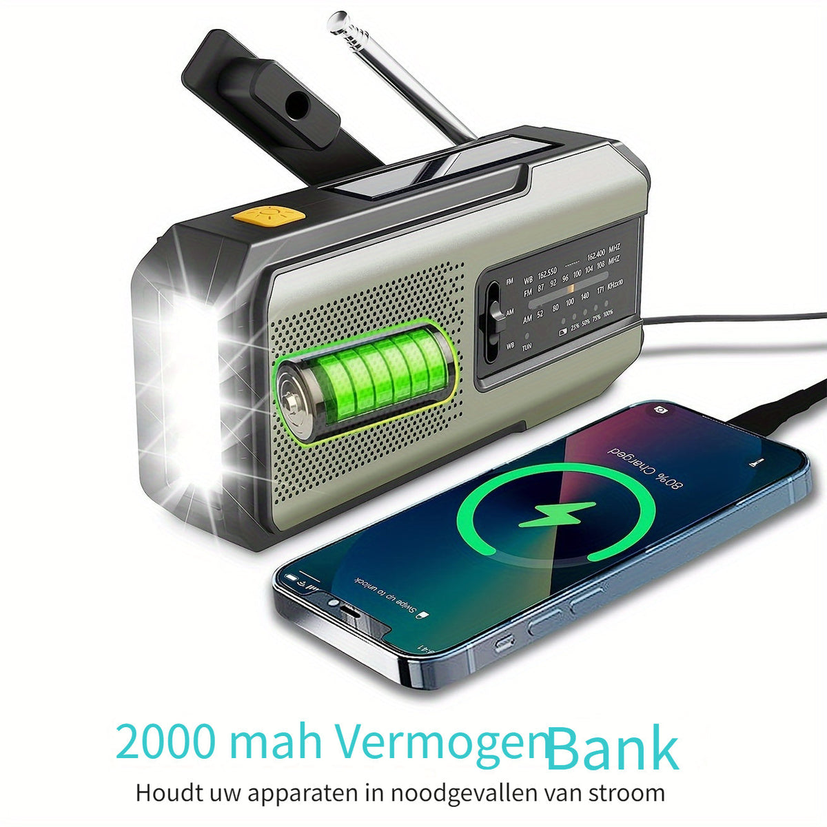 Daykit Portable AM/FM Radio – With Solar Panel and Torch