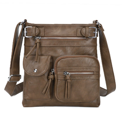 Borsa a tracolla da donna in pelle con scomparti multipli