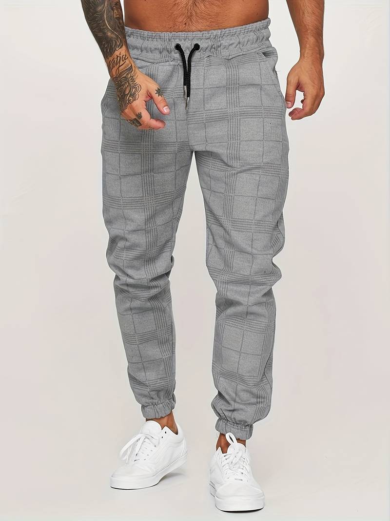 UrbanFit – Checked Slim Fit Jogging Trousers for Men
