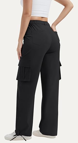Cargobroek voor dames met hoge taille en wijde pijpen