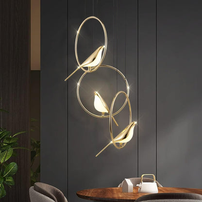 Lámpara colgante SkyLight con anillos de pájaros – Diseño único y alegre