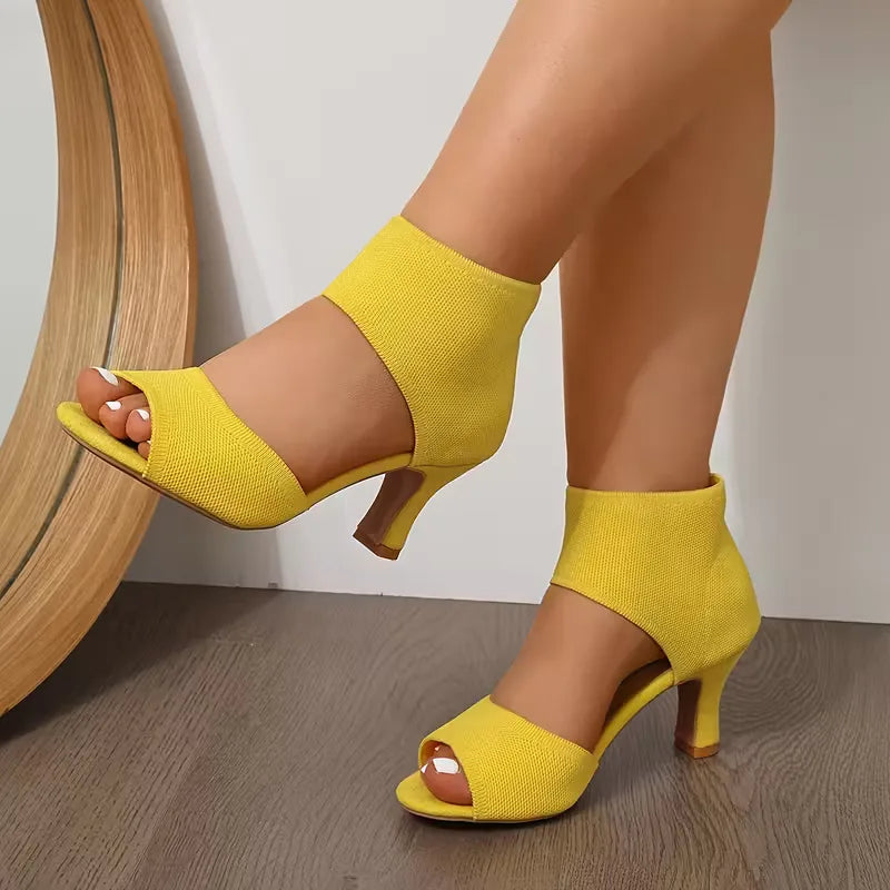 High-heeled sandal with breathable upper