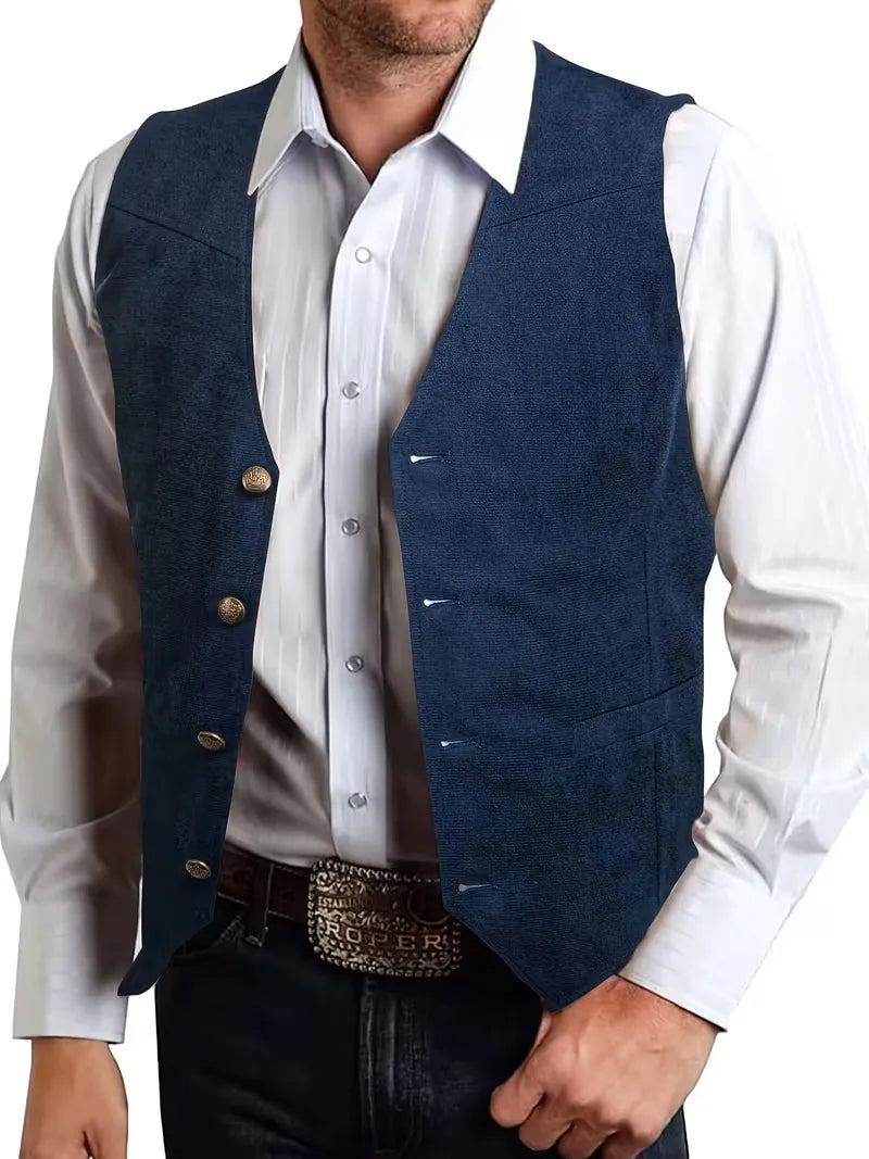 Gilet avec col en V et boutons
