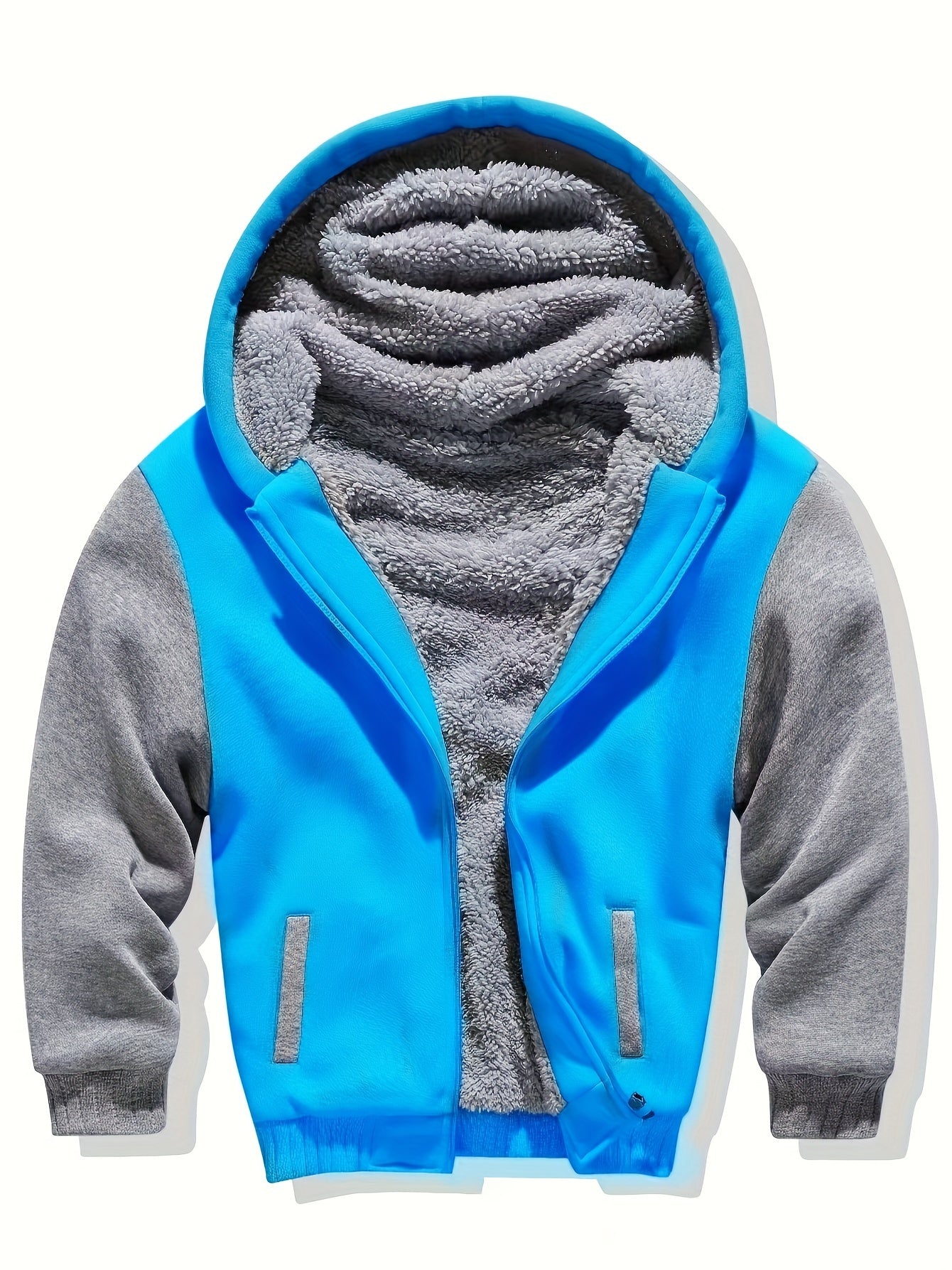Sherpa-lined children's fleece full zip hooded jacket - Josiah