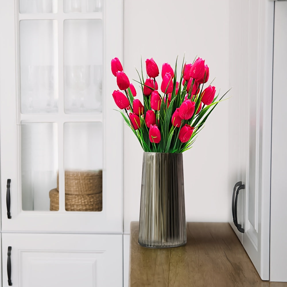 Set of 6 Bunches of Artificial Tulips – UV Resistant and Realistic for Garden and Interior Decoration