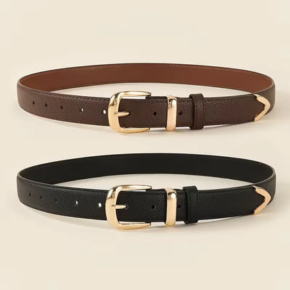 Narrow belt with gold buckle