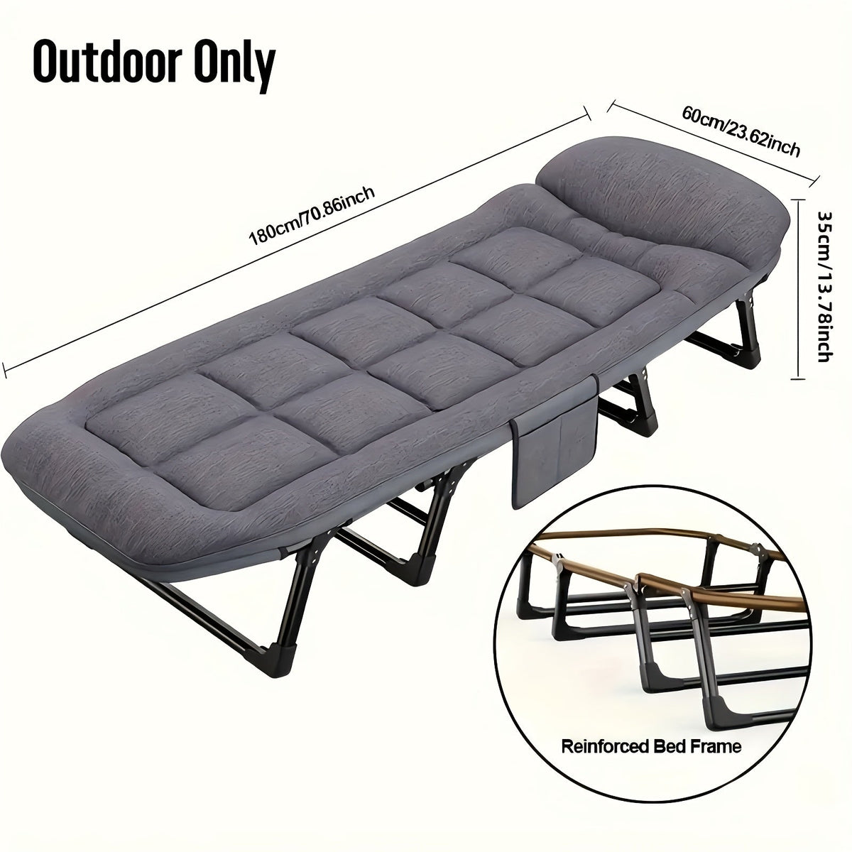 Cama plegable de camping para adultos – Estructura ligera de aluminio y acero inoxidable