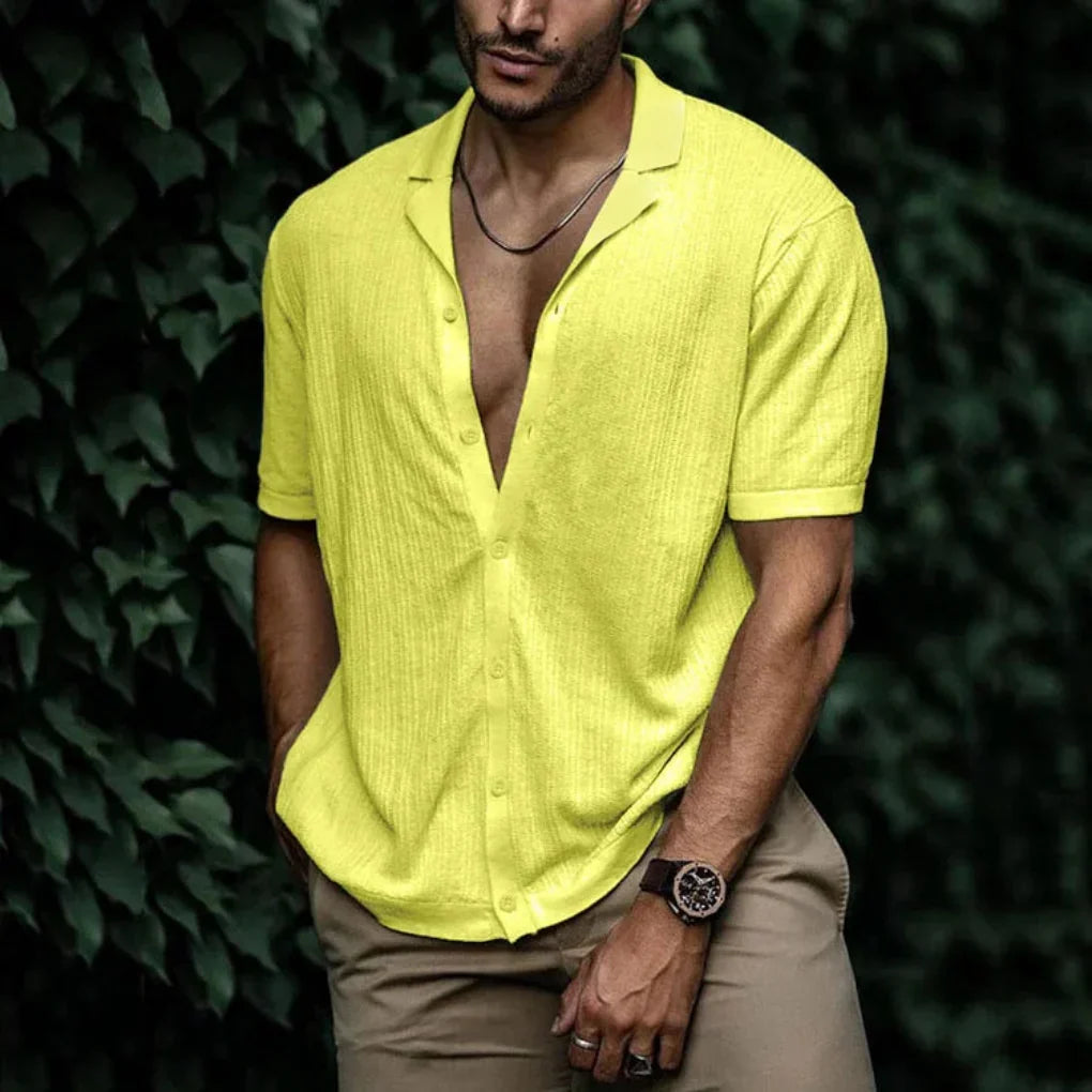 Men's Linen Summer Shirt with Button Closure