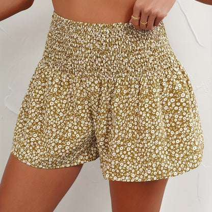 Leichte Damenshorts für den Sommer mit Blumenmuster und bequemem elastischem Bund