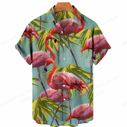 Nico - 3D Flamingo Printed Hawaiian Shirt for Men