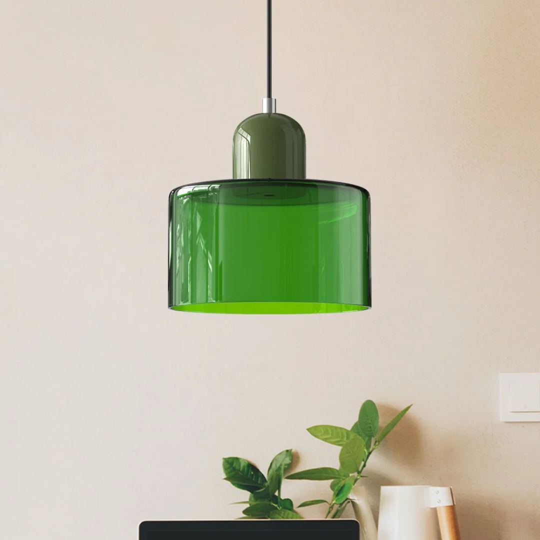 Candeeiro suspenso retro com abat-jour de vidro e cabo ajustável, para criar um ambiente acolhedor