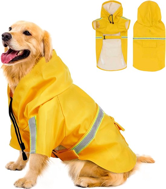 PupJoy - Impermeabile riflettente per cani + cappuccio - Per passeggiate notturne sicure