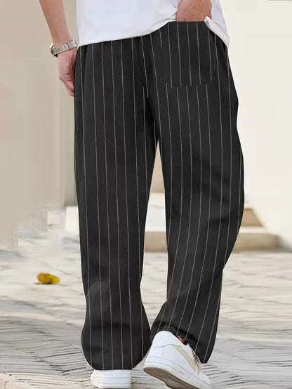 Pantalon large à rayures verticales