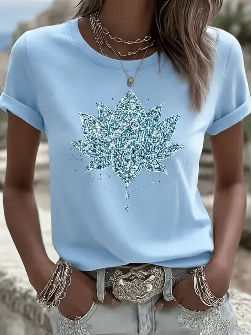 T-shirt avec imprimé fleur de lotus