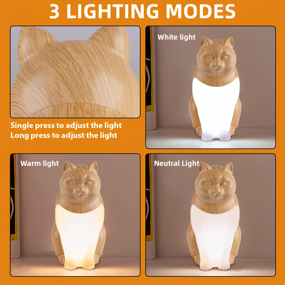 Luz nocturna decorativa para gatos con control táctil e intensidad regulable