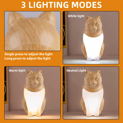 Luz nocturna decorativa para gatos con control táctil e intensidad regulable