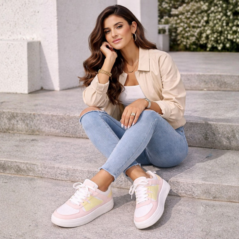 Ladies' Sneakers with Laces and Comfortable Sole