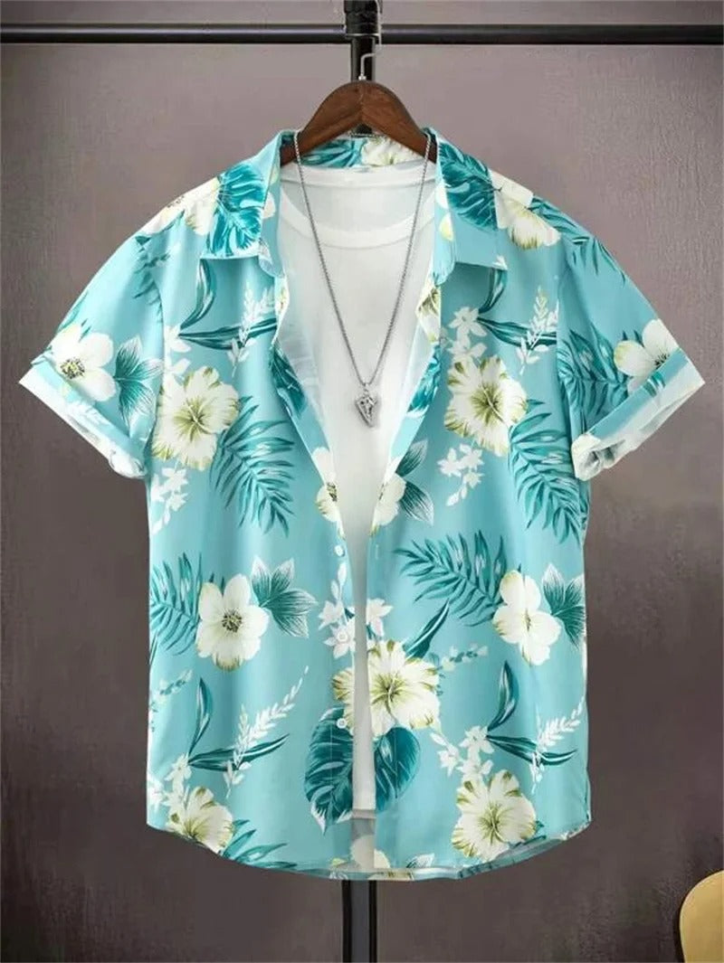Amich - 3D Flower Printed Hawaiian Shirt