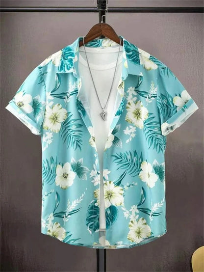 Amich - 3D Flower Printed Hawaiian Shirt