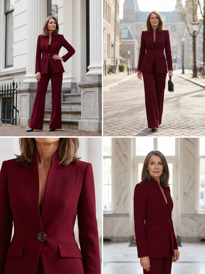 Ladies' Stylish Jumpsuit with Stand-Up Collar and Wide Legs