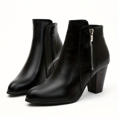 May - Ankle Boots with Zip, Chunky Heel, Mesh Sole