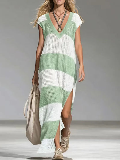 Maxi cover-up with V-neck