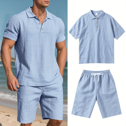 Leinen-Polohemd und Shorts für Herren – Bequem und lässig an warmen Tagen