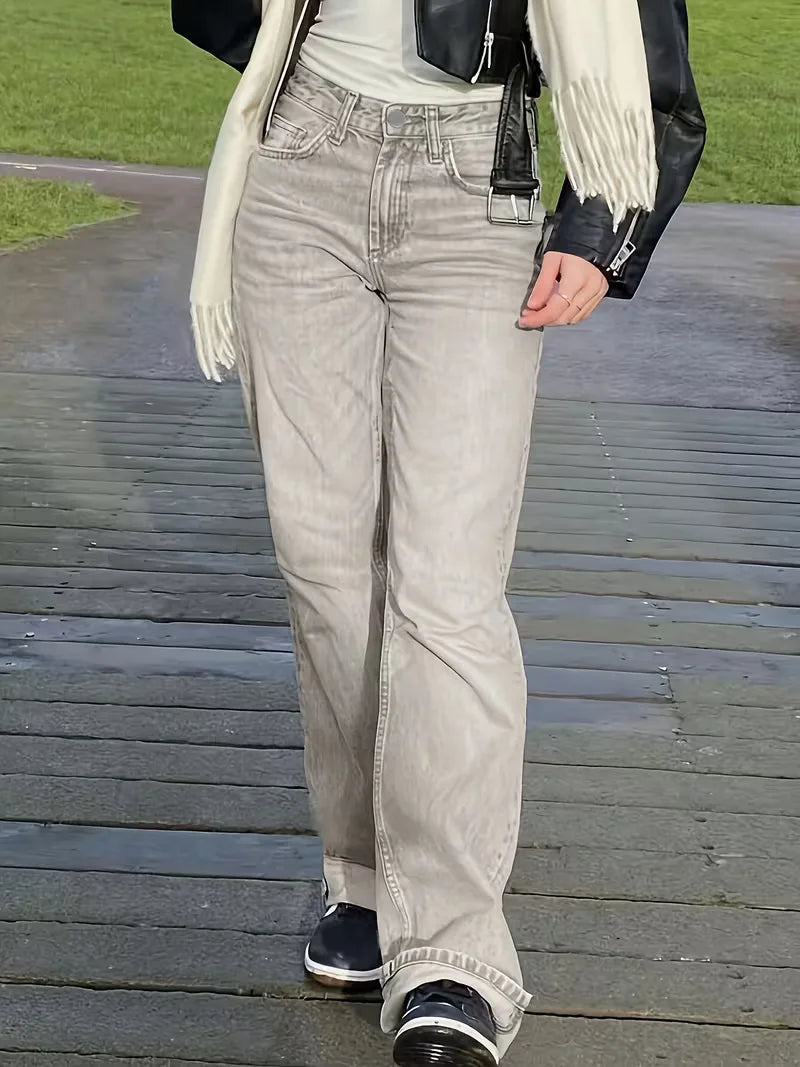 Jean droit taille mi-haute