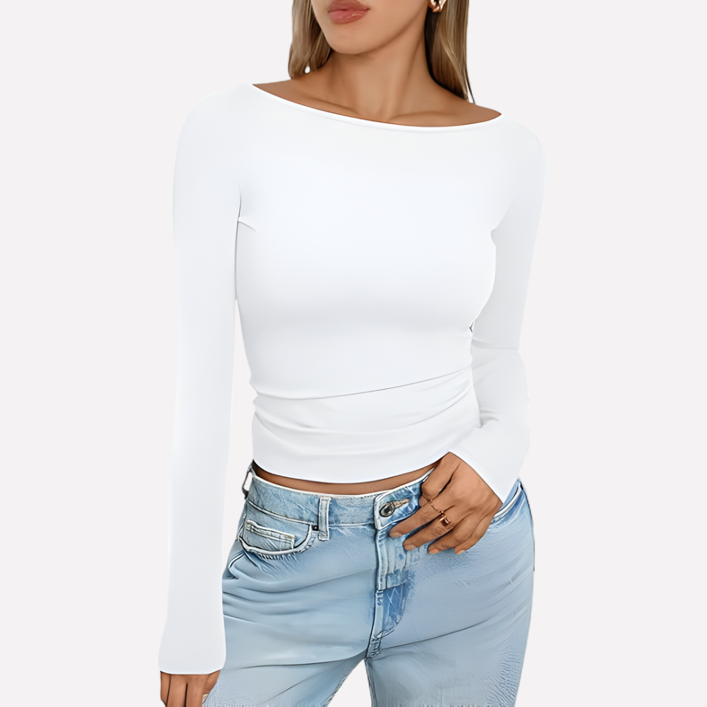 Women's Boat Neck Long Sleeve Top