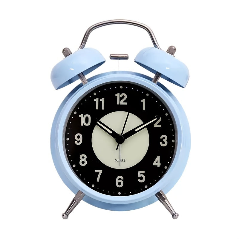 Silent Luminous Alarm Clock – Black Metal Clock for Heavy Sleepers